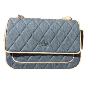 kate spade Quilted Denim Shoulder Bag with Cream Trim